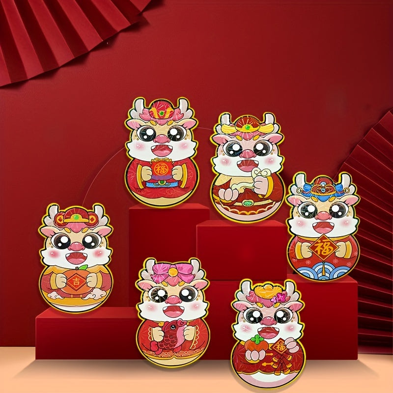 6pcs Spring Zodiac Cartoon 3D Red Envelope