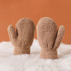 Kids Lined Fleece Warm Mittens Winter Knitted Gloves