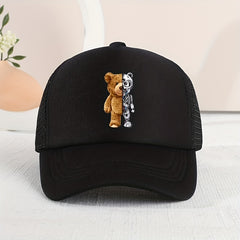 Mesh Print Mechanical Bear Baseball Cap Sunshade Breathable Duck Tongue Cap