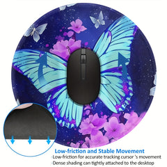 Butterfly Pattern Mouse Pad Round Mouse Mat Non Slip Rubber Base Mousepad