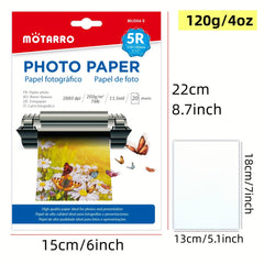 20 Sheets Inkjet Photo Paper 5 x 7 2880dpi Glossy Dye Ink Photographic Paper