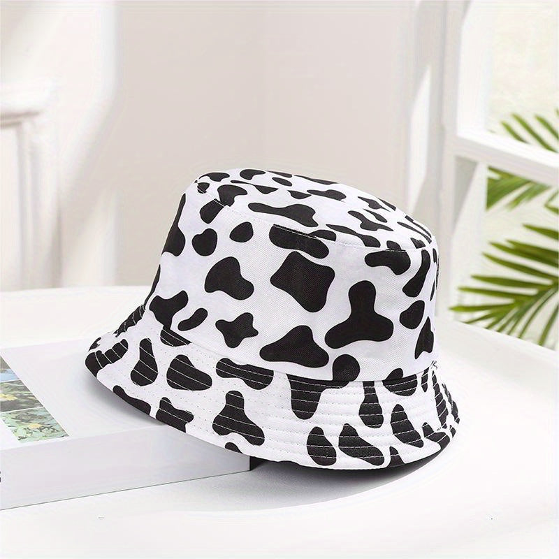 Cow Pattern Print Bucket Hat Lightweight Couple Basin Hat Summer Sunscreen