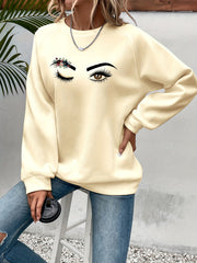 Graphic Print Crew Neck Sweatshirt for Women