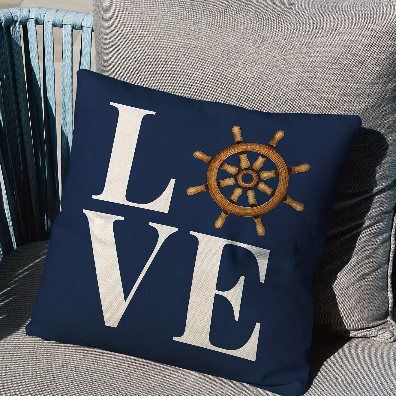 Polyester Linen Nautical Printed Throw Pillowcase Decor
