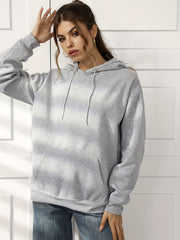 Casual Sports Hooded Sweatshirt Front Pocket Drawstring Hoodie Women's