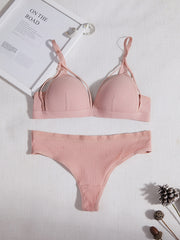 Sheer Lace Matching Lingerie Set Push Up Underwire Intimates Bra & Low Cut Bikin