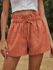 Ruffle Trim Drawstring Shorts for Women