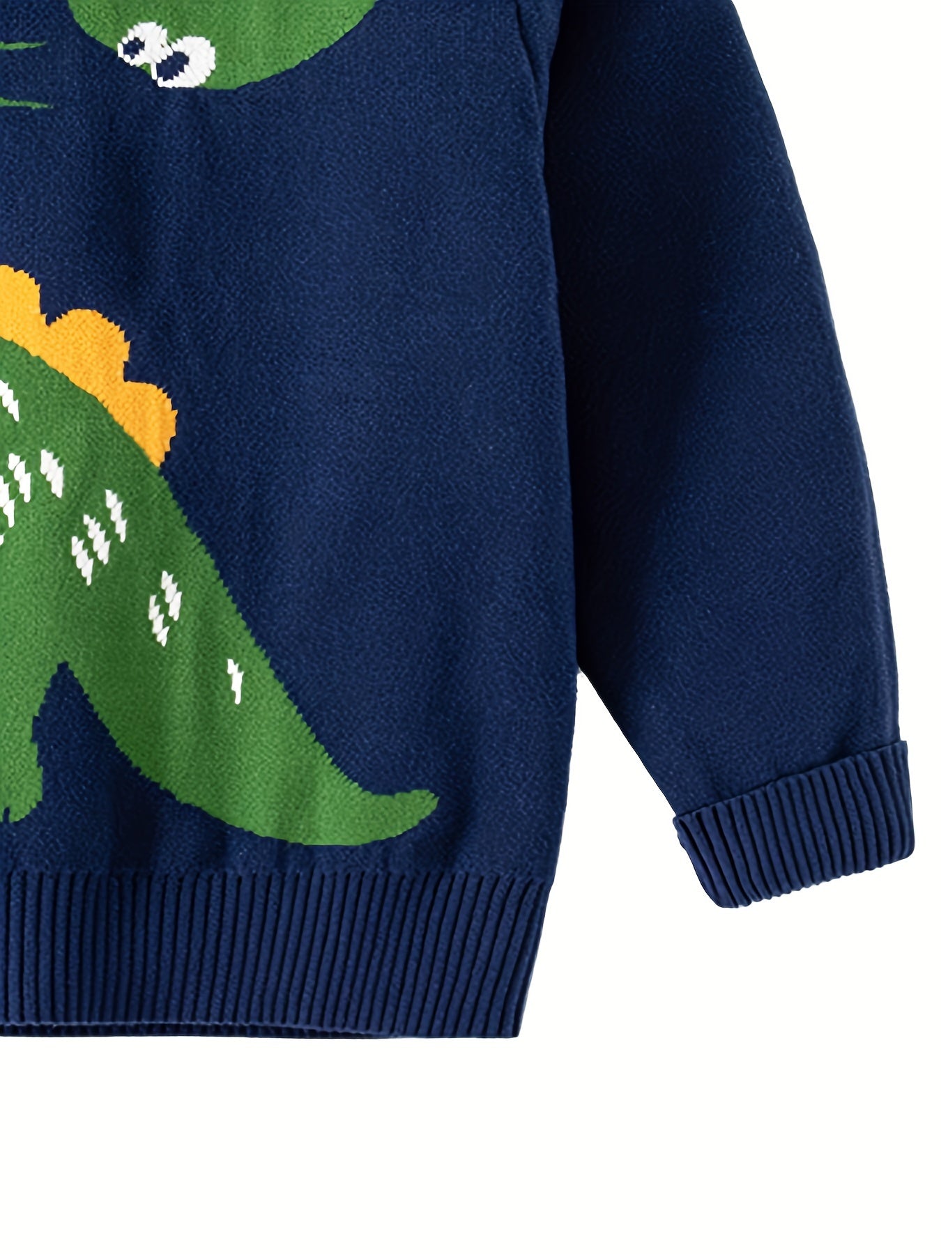 Boys Cartoon Dinosaur Sweater Long Sleeve Knit Pullover Top