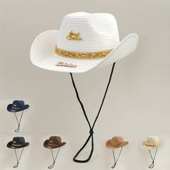 Men's Summer Straw Sun Hat for Fishing Beach Travel