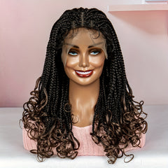 Box Braided Synthetic Wig Goddess Box Braids Lace Wig with Baby Hair