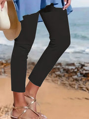 Solid High Waist Skinny Leggings Casual Stretchy Cropped Leggings