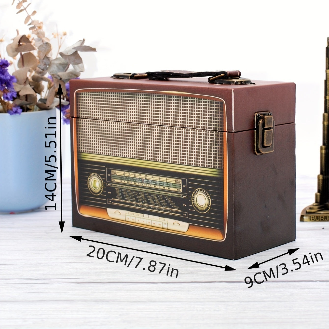 Vintage Radio Shaped Wooden PU Storage Box