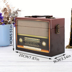 Vintage Radio Shaped Wooden PU Storage Box