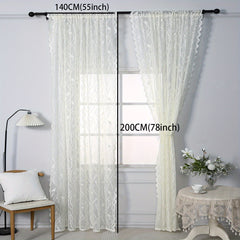 Bird Pattern Lace Curtain with Rod Pocket for Sliding Glass Doors