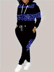 Leopard Print Hooded Sweatshirt & Joggers Set