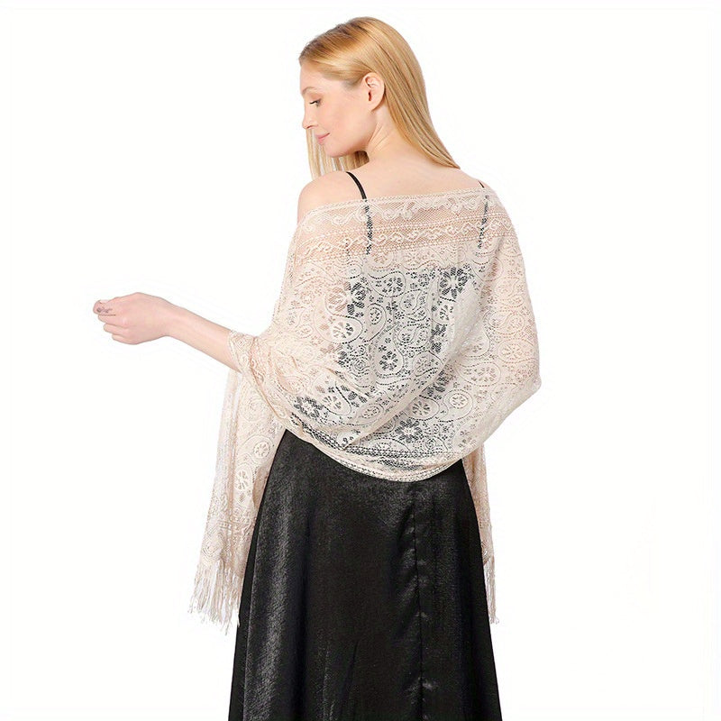 Lace Hollow Out Tassel Scarf Dress Shawl Party Evening Fashionable Scarf