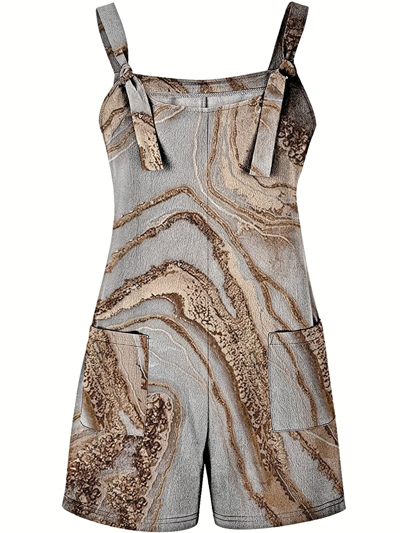 Sunflower Print Tie Front Tank Jumpsuit