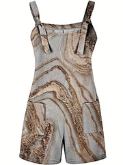 Sunflower Print Tie Front Tank Jumpsuit