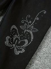 Glitter Flower Rhinestone Denim Pants Skinny Jeans Women's Clothing