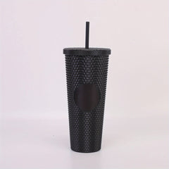 710ml Double Layer Plastic Water Cup Durian Texture Straw Cup