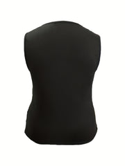 Solid V Neck Keyhole Front Tank Top