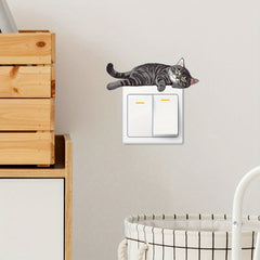Cartoon Cat Wall Sticker for Bedroom and Living Room Switch Decoration