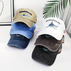 Shark Embroidery Baseball Cap Vintage Washed Adjustable Dad Hats