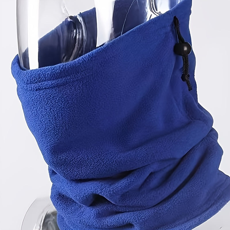Polar Fleece Neck Cover With Drawstring Adjustable Elastic - Warm & Cold Proof