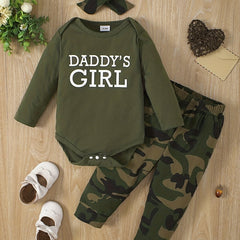 Baby Girls Romper Top & Camouflage Trousers DADDY'SGIRL Print