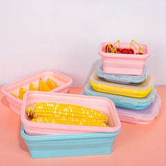 2pcs 800ml Silicone Collapsible Food Storage Containers With Lids BPA-Free