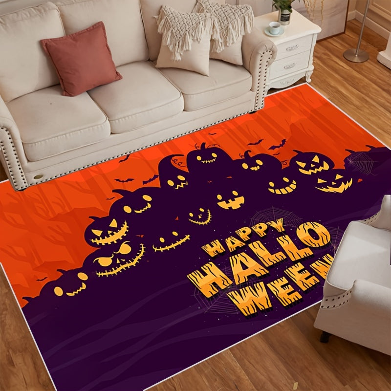 Halloween Area Rug Pumpkin Bat Silhouette Runner Non Slip Washable Floor Mat