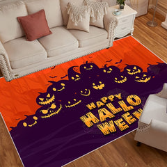 Halloween Area Rug Pumpkin Bat Silhouette Runner Non Slip Washable Floor Mat