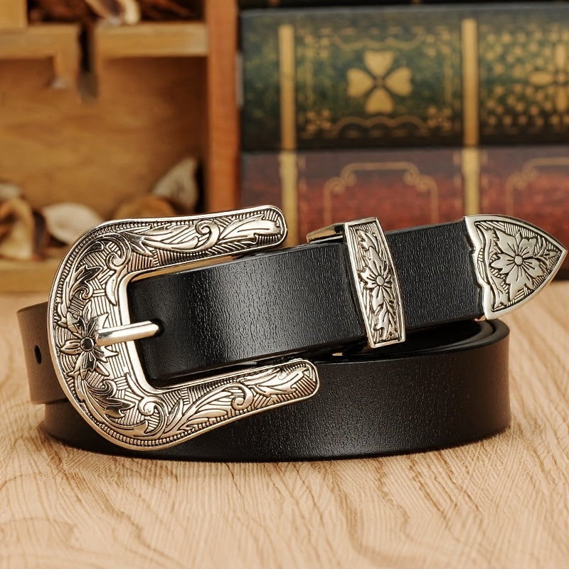 Women's Leather Belt Cowboy Cowgirl Decor Belt For Suit Jeans