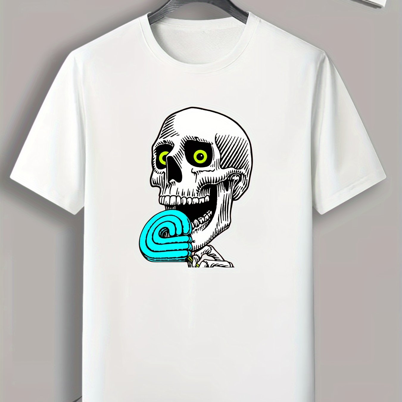 Skull Print Men's Graphic T-Shirt for Summer