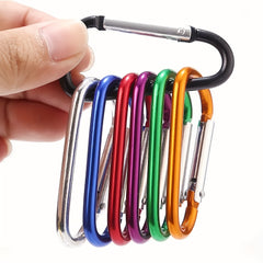 10pcs Aluminum D-shaped Carabiner Keychain Spring Buckle Random