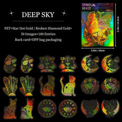 100pcs Starry Sky Laser Stickers Golden Holographic Retro Journal Stickers