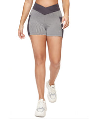 Honeycomb Hip Lifting Yoga Shorts With Pocket