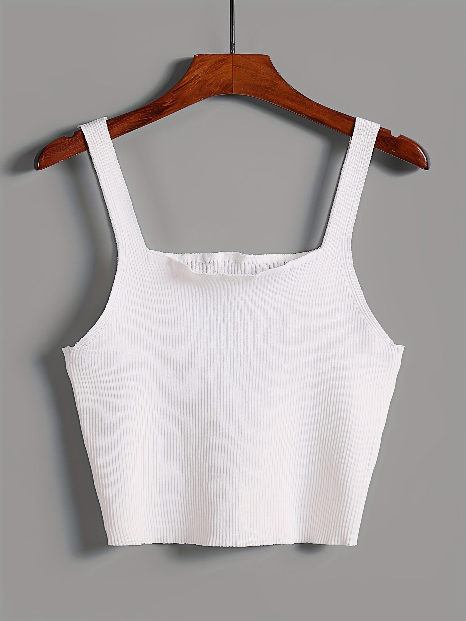 Ribbed Square Neck Tank Top