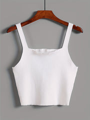 Ribbed Square Neck Tank Top