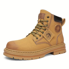 Men's Padded Collar Service Boots Casual Lace-up Shoes