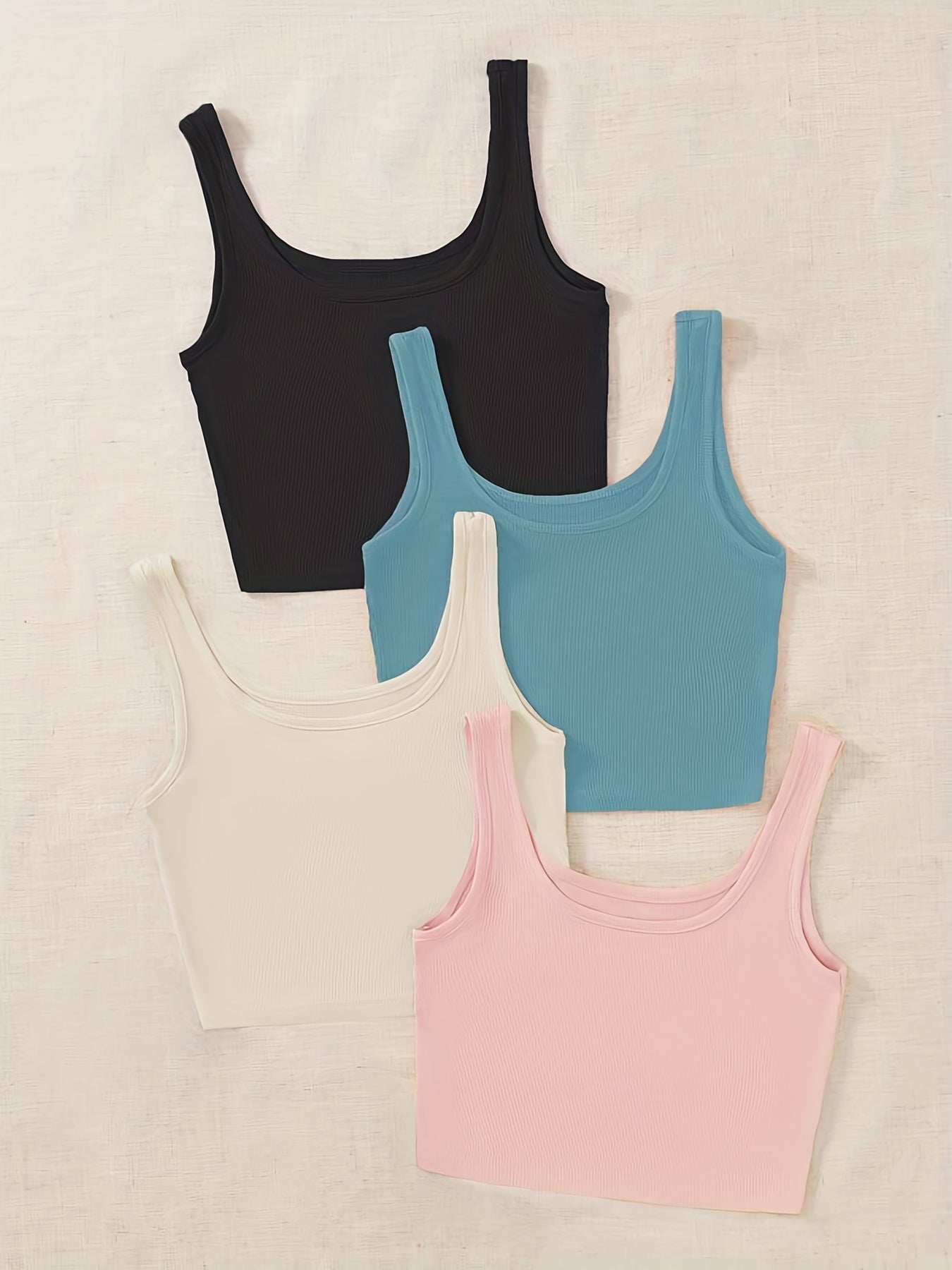 Ribbed Lounge Tops Scoop Neck Tank Top Women's Loungewear