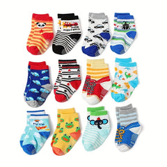 6pairs Baby Boys Cartoon Anti slip Socks For Toddlers Children
