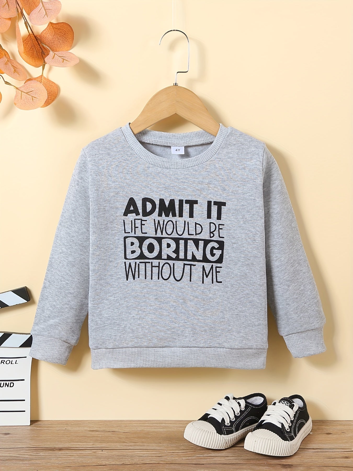 Kids Thermal Lined Sweatshirt Boys Crew Neck Top