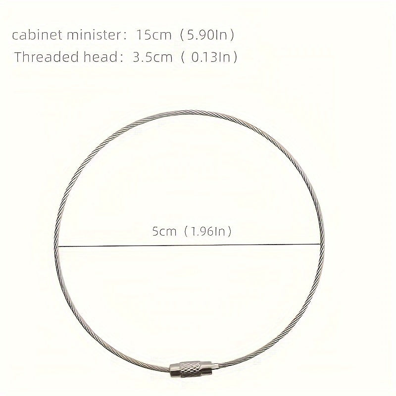 10pcs Stainless Steel Wire Ring Adhesive Wire Rope Key Ring for Luggage Tag