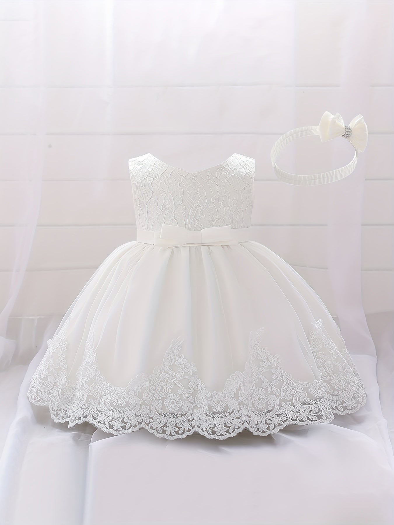Baby's Lace Wedding Dress with Big Bow