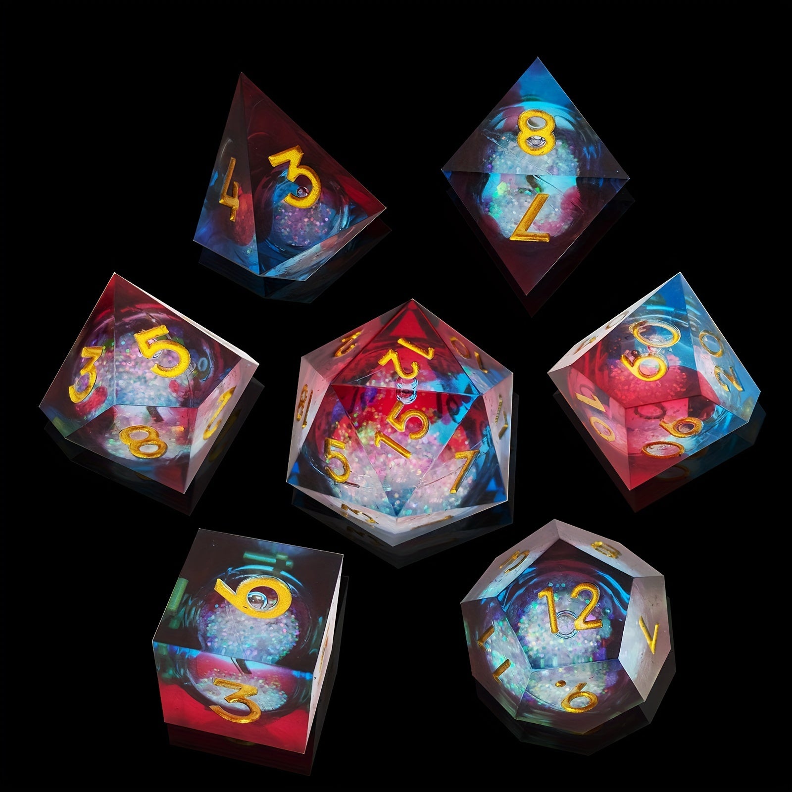7 Piece Liquid Quicksand Dice Set for TRPG Board Games