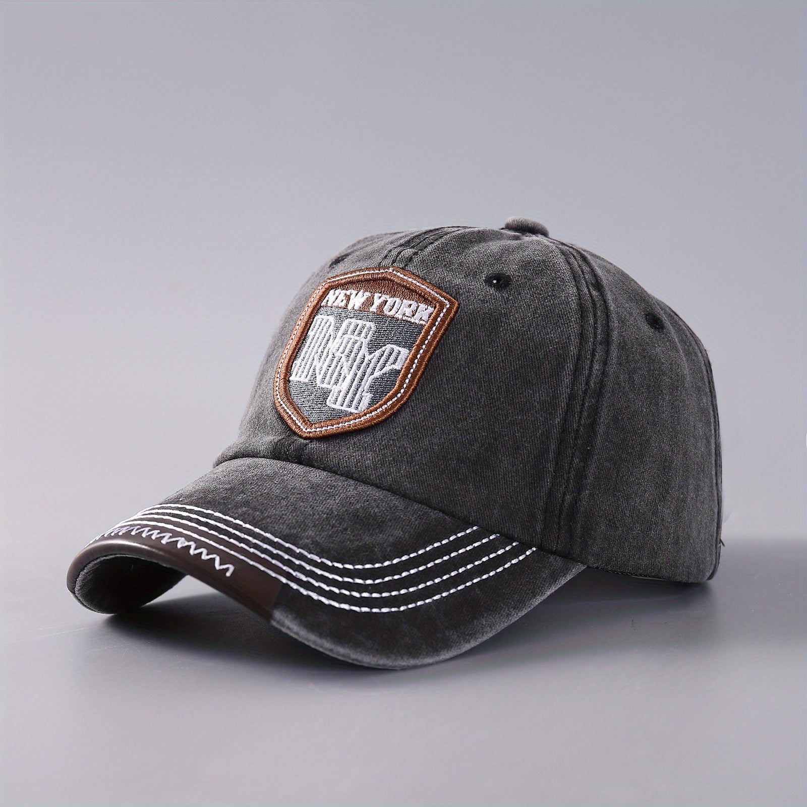 Unisex Sunshade Denim Baseball Cap with Letter Embroidery