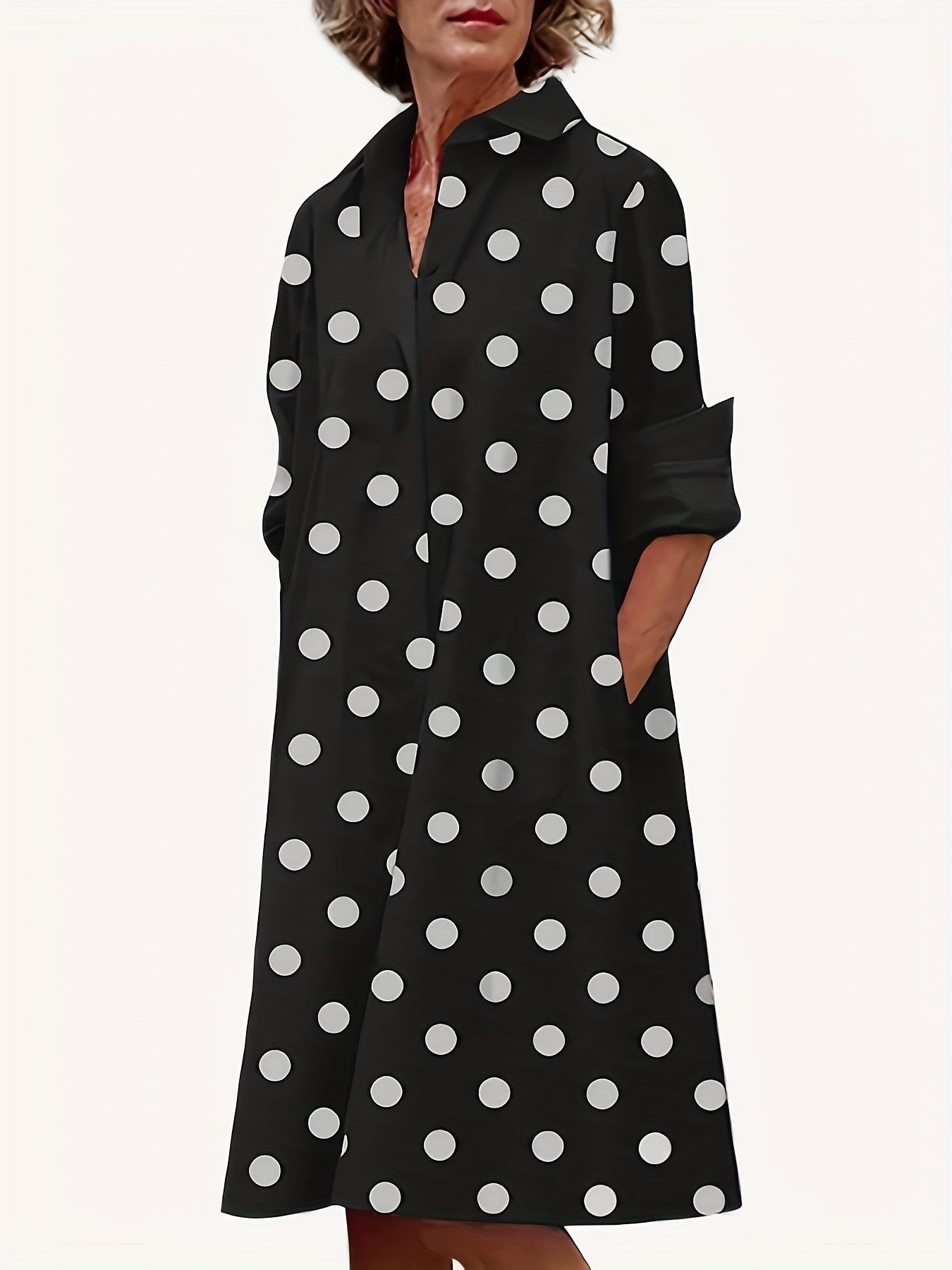 Polka Dot Button Up Shirt Dress