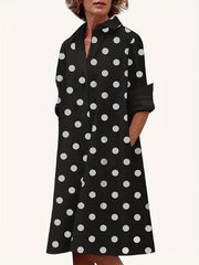 Polka Dot Button Up Shirt Dress