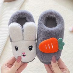 Girls' Cartoon Rabbit Furry House Shoes Non Slip Soft Bottom Walking Shoes